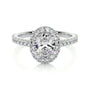 White :: Aravique oval halo lab grown diamond engagement ring IGI certified