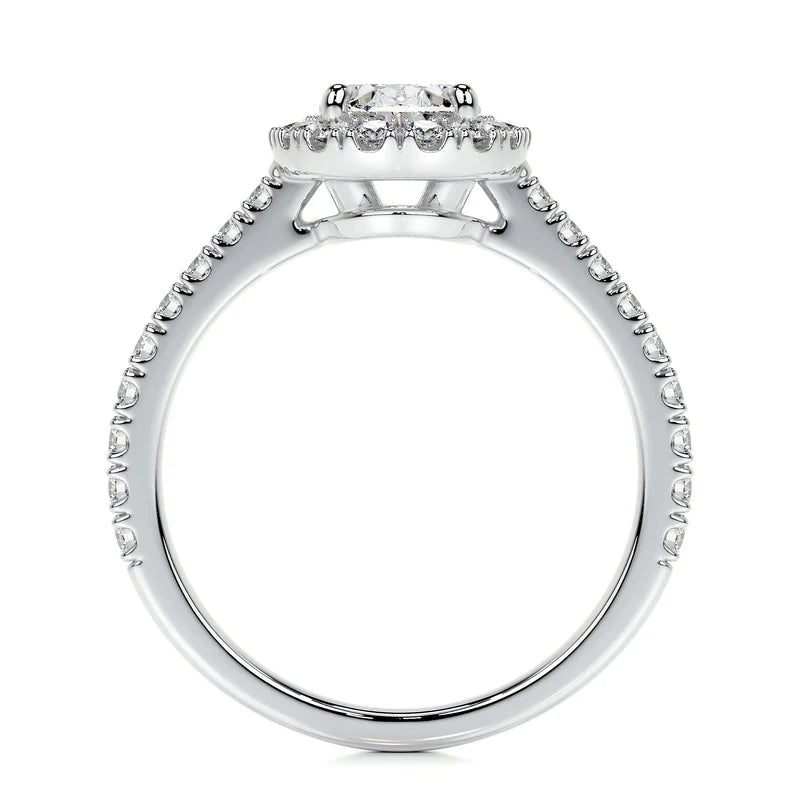 White :: IGI certified oval lab diamond halo engagement ring elegant fine jewelry