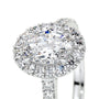 White :: Aravique oval cut halo lab grown diamond ring luxury engagement design
