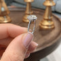 White :: oval halo lab grown diamond engagement ring sparkle white gold band