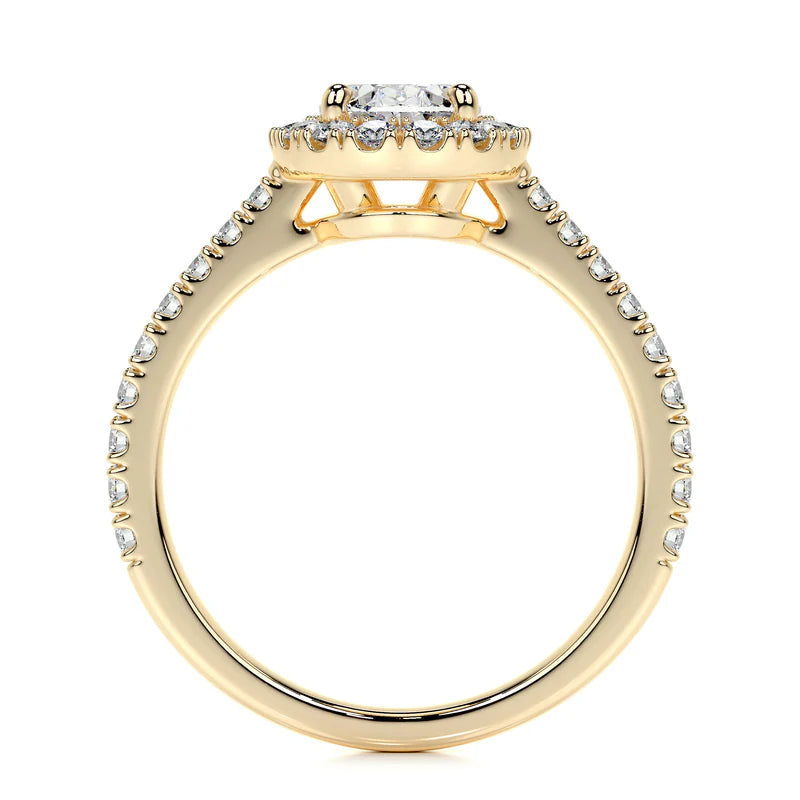 Yellow :: fine jewelry oval lab grown diamond halo engagement ring women ring
