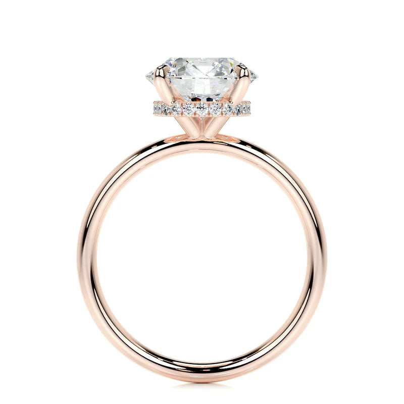 Rose :: modern round hidden halo lab grown diamond engagement ring minimalist jewelry