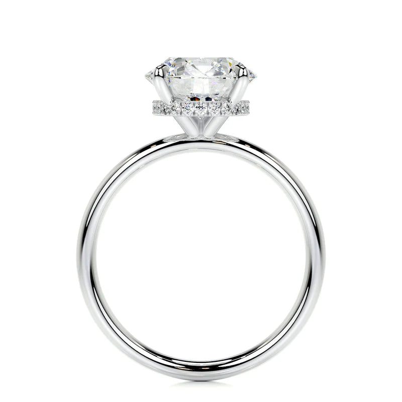 White :: IGI certified round lab diamond hidden halo engagement ring elegant bridal