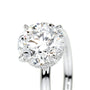 White :: Zenviquea round cut hidden halo lab grown diamond ring luxury design