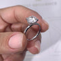 White :: round hidden halo lab grown diamond engagement ring sparkle white gold band