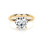 Yellow :: elegant round cut lab grown diamond ring hidden halo timeless design