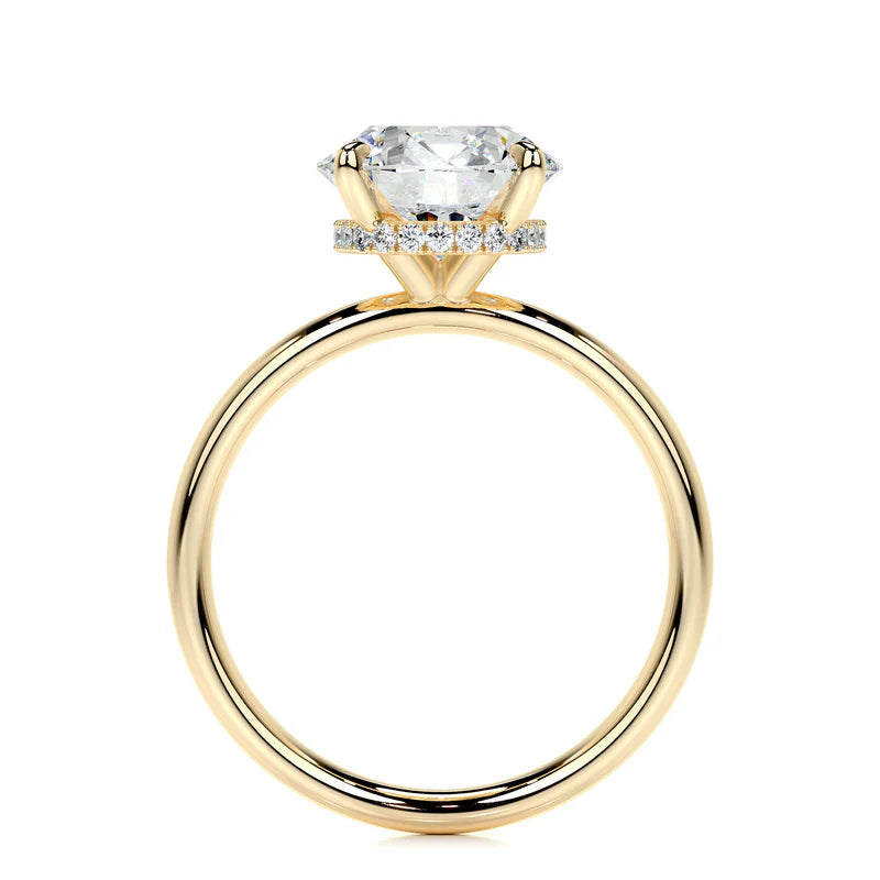 Yellow :: fine jewelry round lab grown diamond engagement ring hidden halo women ring