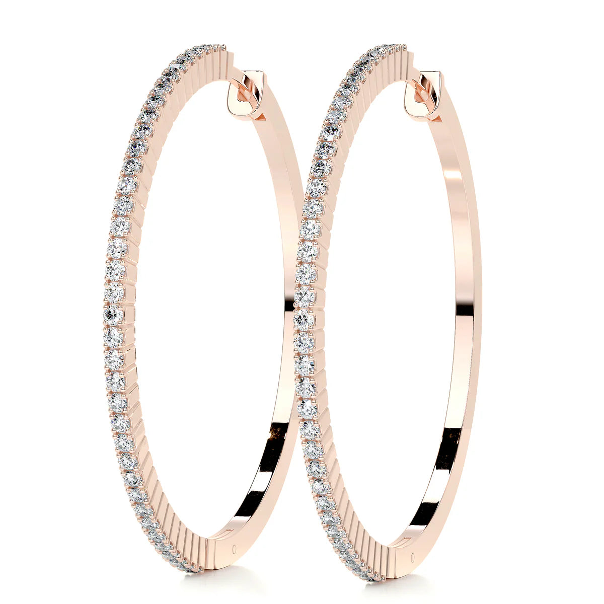 Rose :: stylish small lab grown diamond hoop earrings 0.60ct white gold minimal luxury jewelry