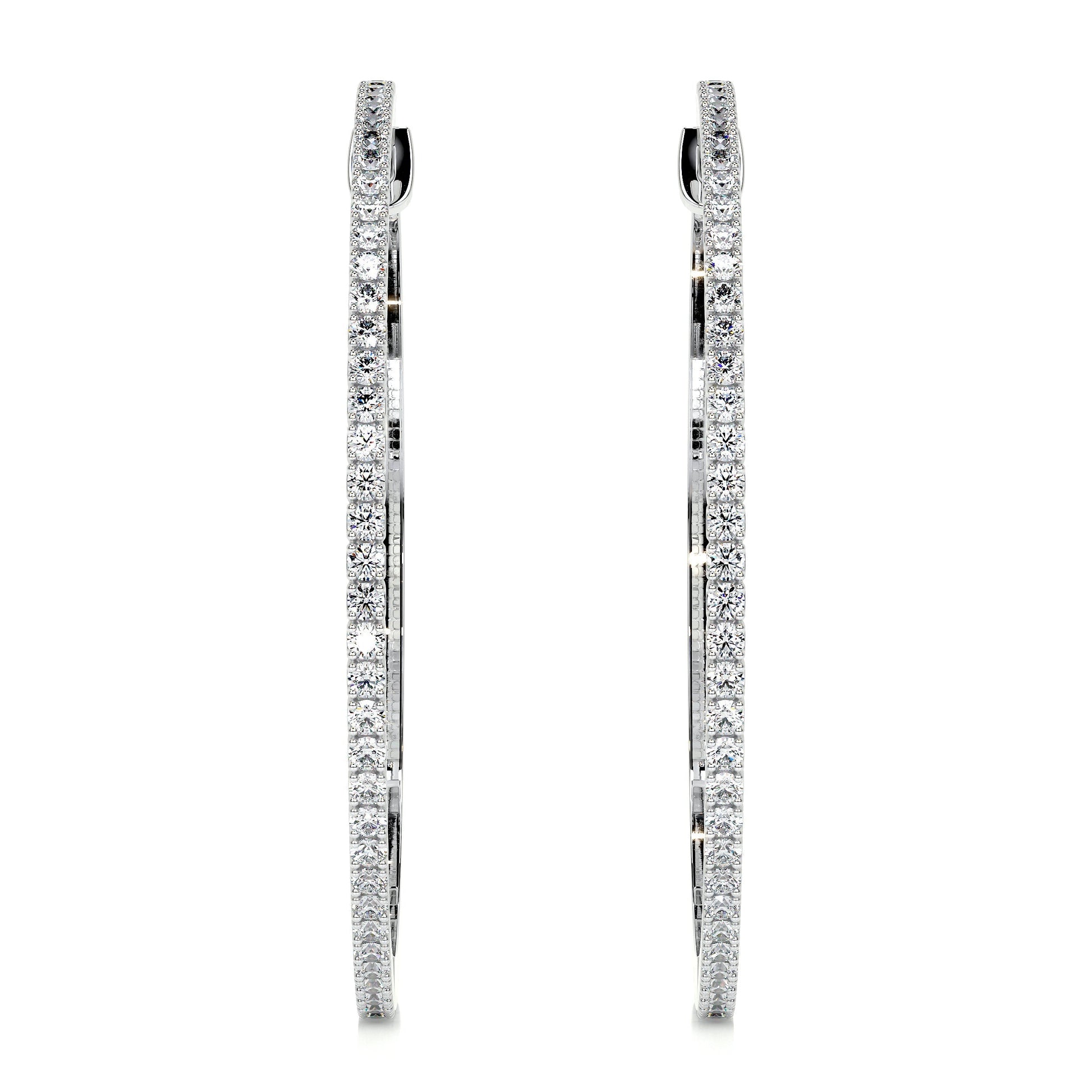 White :: :: 0.60 carat lab grown diamond hoop earrings small huggie design white gold elegant everyday fine jewelry