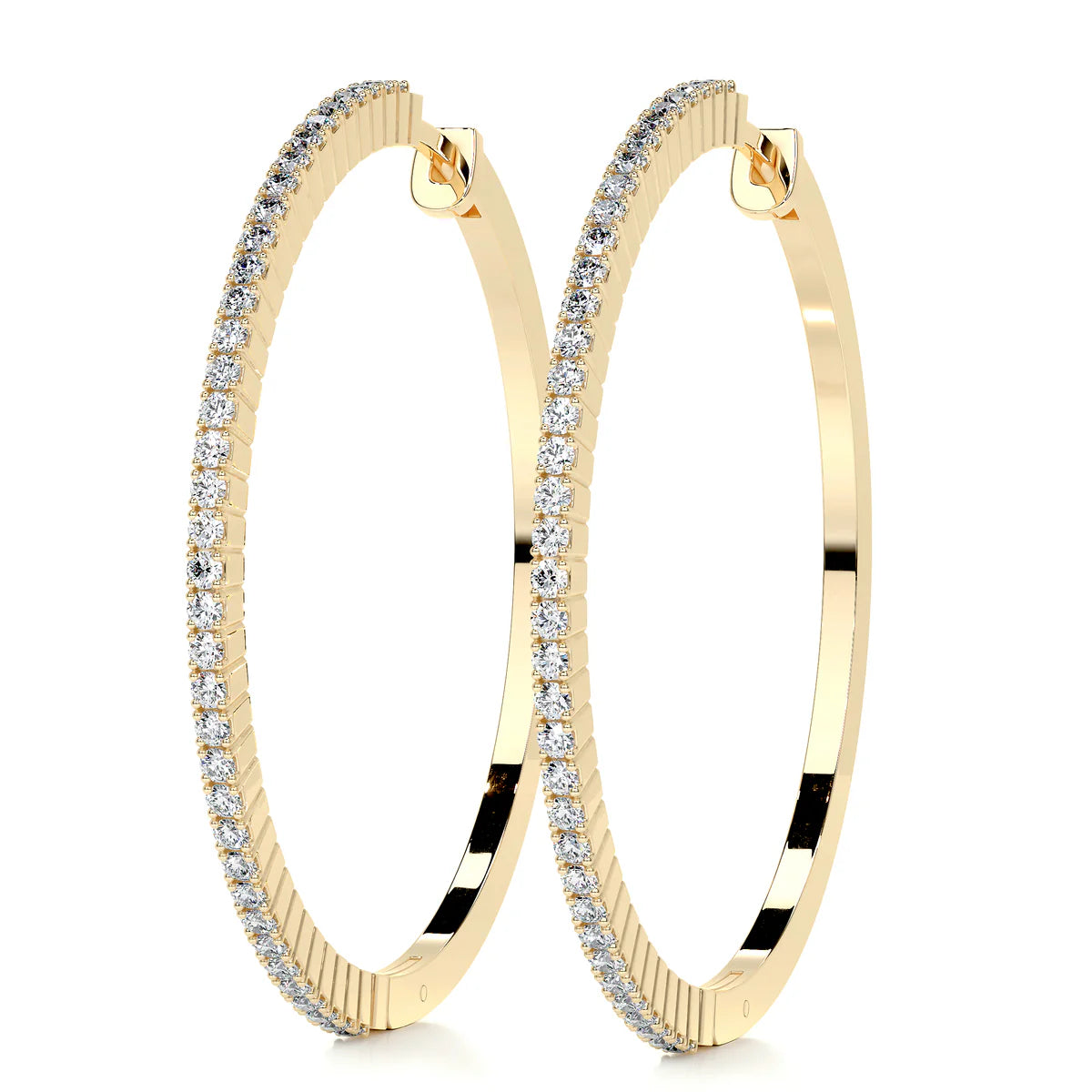 Yellow :: everyday luxury lab grown diamond hoop earrings 0.60ct white gold subtle sparkle fine jewelry