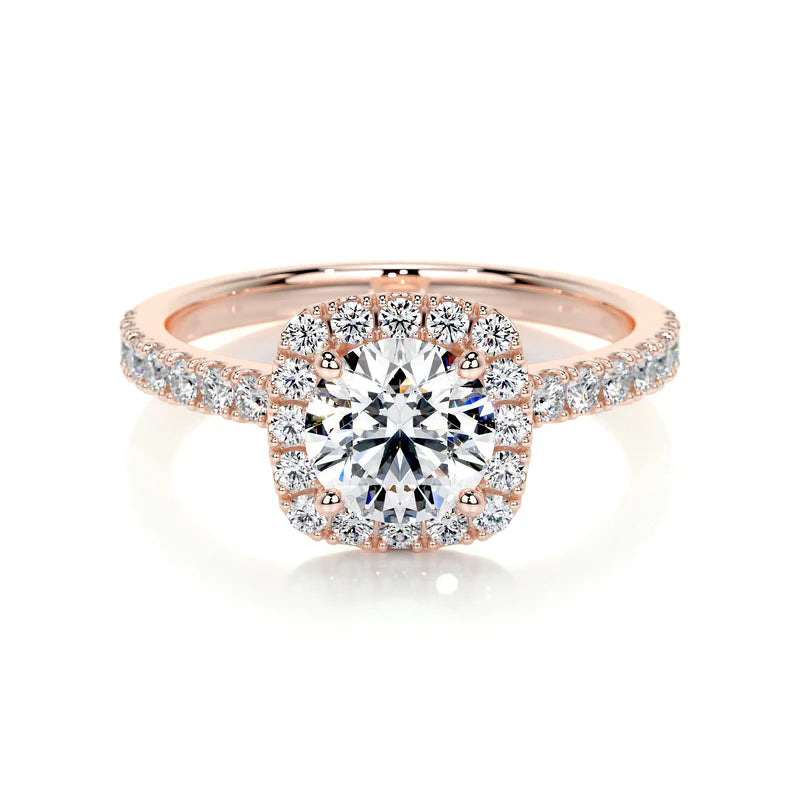 Rose :: luxury round lab diamond halo engagement ring fine jewelry bridal ring