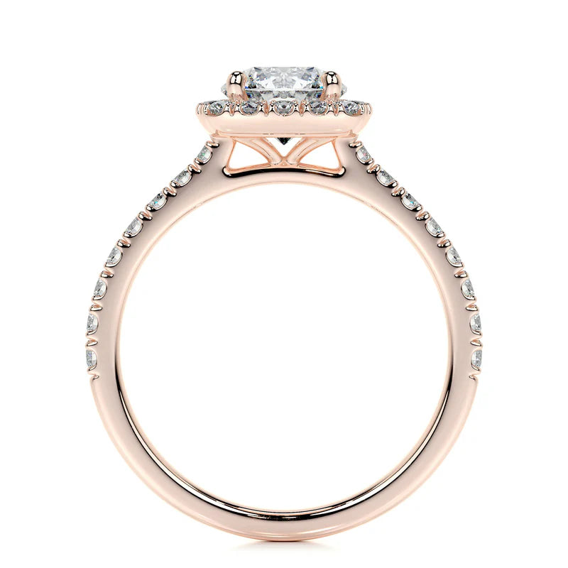 Rose :: premium round lab diamond halo engagement ring IGI certified ring