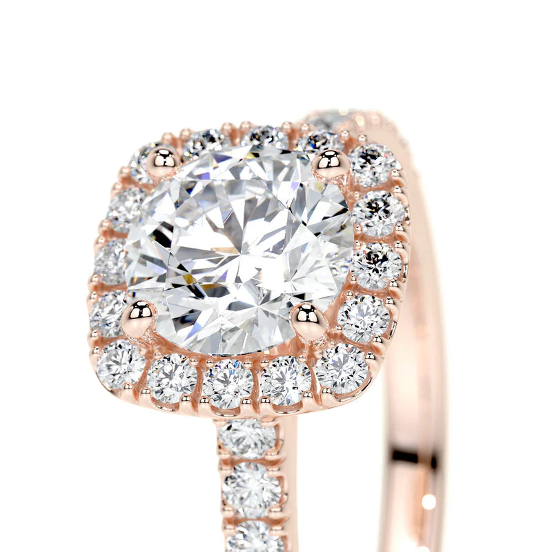 Rose :: modern round halo lab grown diamond engagement ring bridal jewelry