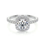 White :: Lunorique round halo lab grown diamond engagement ring IGI certified
