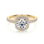 Yellow :: elegant round cut halo lab grown diamond ring timeless engagement design