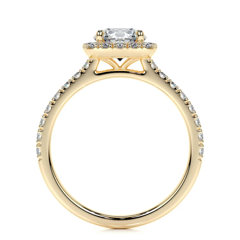 Yellow :: sustainable round lab grown diamond engagement ring halo design