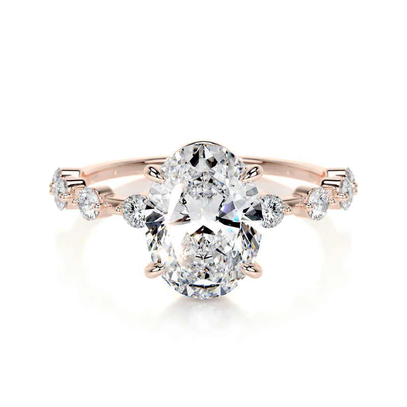 Rose :: oval pavé lab grown diamond engagement ring sparkle white gold band