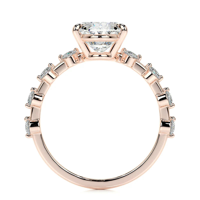 Rose :: oval lab grown diamond engagement ring with pavé band brilliance