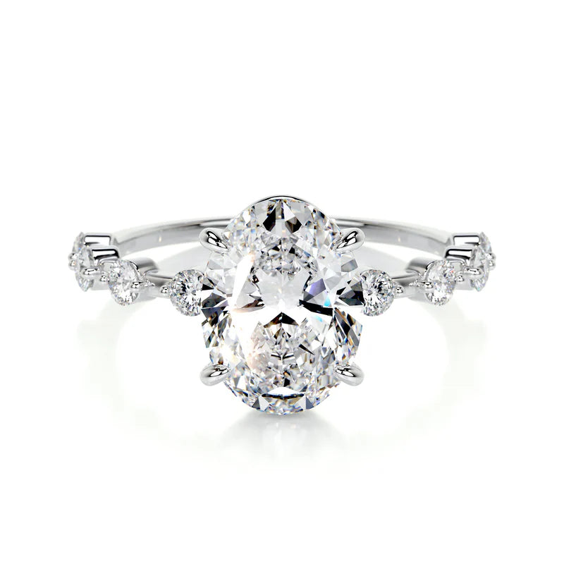 White :: Seranique oval pavé lab grown diamond engagement ring IGI certified