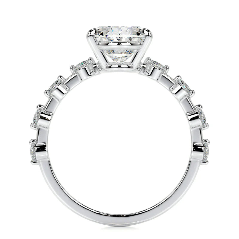 White :: oval lab grown diamond engagement ring pavé band white gold luxury ring