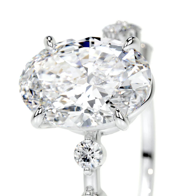 White :: Seranique oval cut pavé lab grown diamond ring luxury engagement design