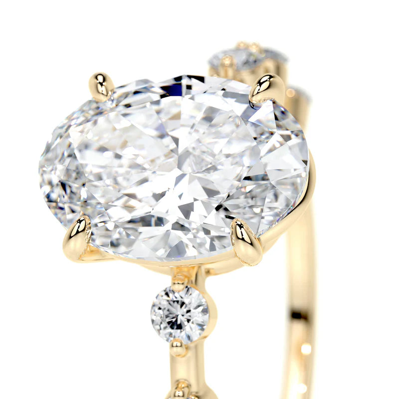 Yellow :: women’s oval cut lab diamond pavé engagement ring white gold band