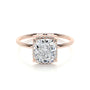 Rose :: side profile hidden halo elongated cushion lab grown diamond engagement ring