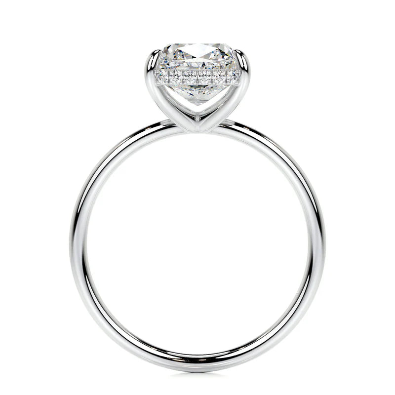 White :: IGI certified elongated cushion lab diamond engagement ring hidden halo design