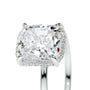 White :: luxury elongated cushion cut lab grown diamond ring hidden halo pave band