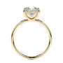 Yellow :: modern hidden halo elongated cushion cut lab diamond ring white gold band