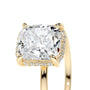 Yellow :: bridal elongated cushion lab grown diamond engagement ring hidden halo style