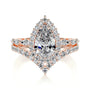 Rose :: pear halo lab grown diamond engagement ring sparkle white gold band