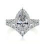 White :: Velentia pear halo lab grown diamond engagement ring IGI certified