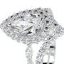 White :: Velentia pear cut halo lab grown diamond ring luxury engagement design