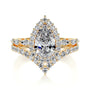 Yellow :: premium pear lab diamond halo engagement ring IGI certified ring