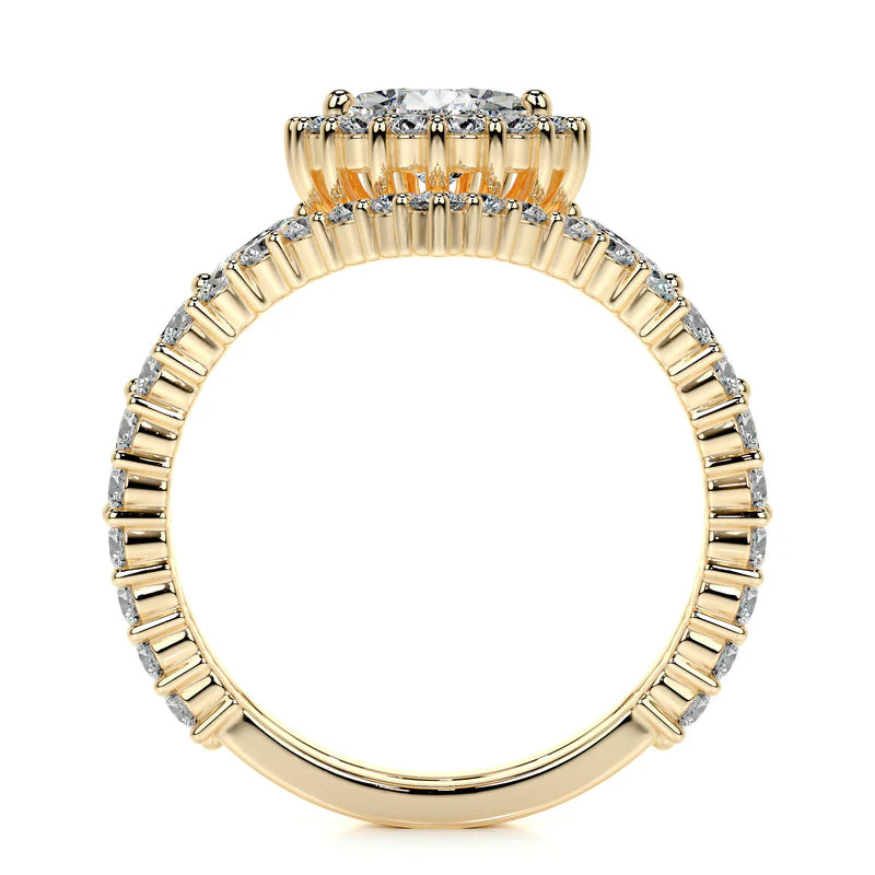 Yellow :: handcrafted pear halo lab diamond engagement ring luxury fine jewelry