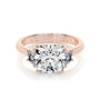 Rose :: square cushion three stone lab grown diamond engagement ring pear side stones
