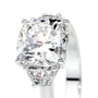 White :: Zenvella cushion cut three stone lab grown diamond ring elegant bridal jewelry