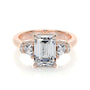 Rose :: emerald three stone lab grown diamond engagement ring baguette side stones