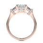 Rose :: modern emerald cut lab grown diamond three stone engagement ring luxury design