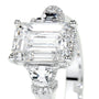 White :: IGI certified emerald lab diamond three stone ring luxury engagement ring
