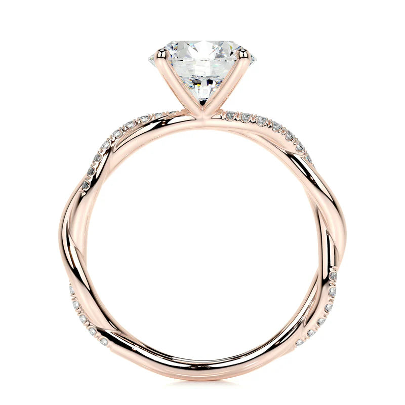 Rose :: premium round lab diamond pavé engagement ring IGI certified ring