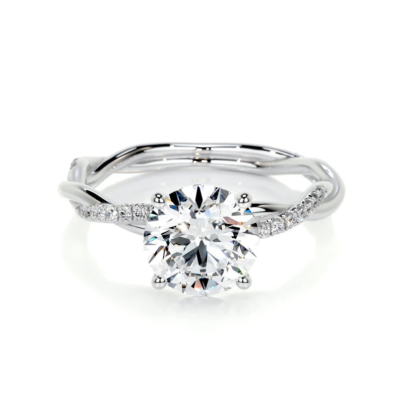 White :: Solmique round pavé lab grown diamond engagement ring IGI certified