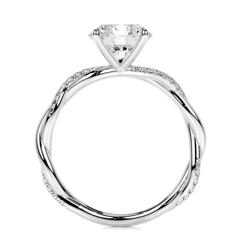 White :: IGI certified round lab diamond pavé engagement ring elegant bridal jewelry