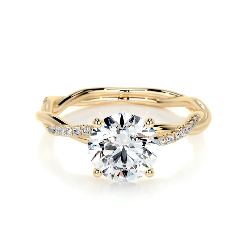 Yellow :: handcrafted round pavé lab diamond engagement ring luxury fine jewelry