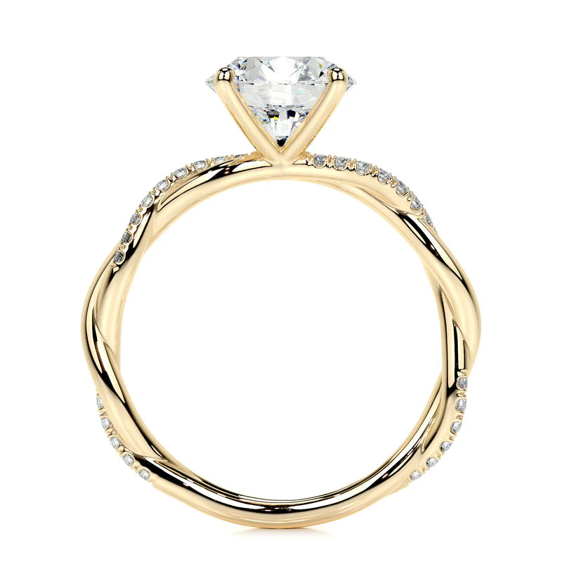 Yellow :: women’s round cut lab diamond pavé engagement ring white gold band
