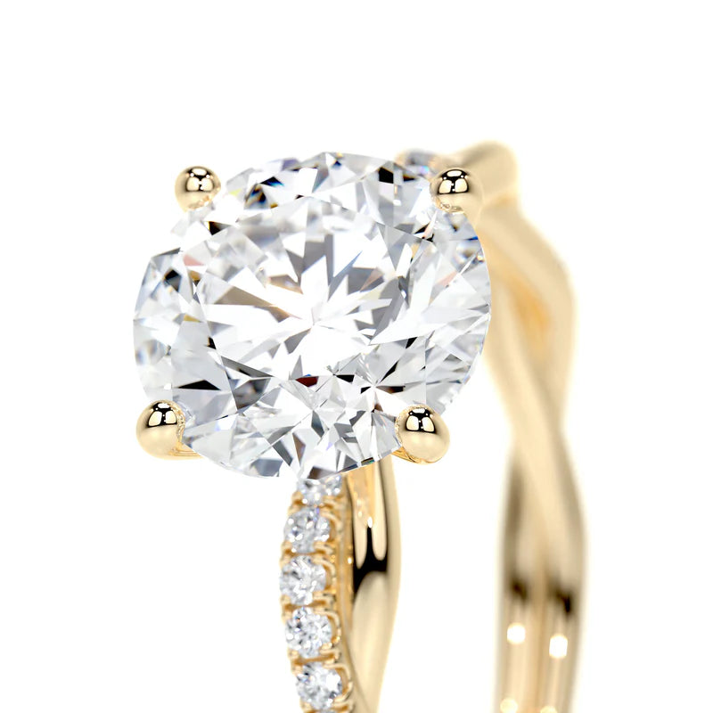 Yellow :: sustainable round lab grown diamond engagement ring pavé design