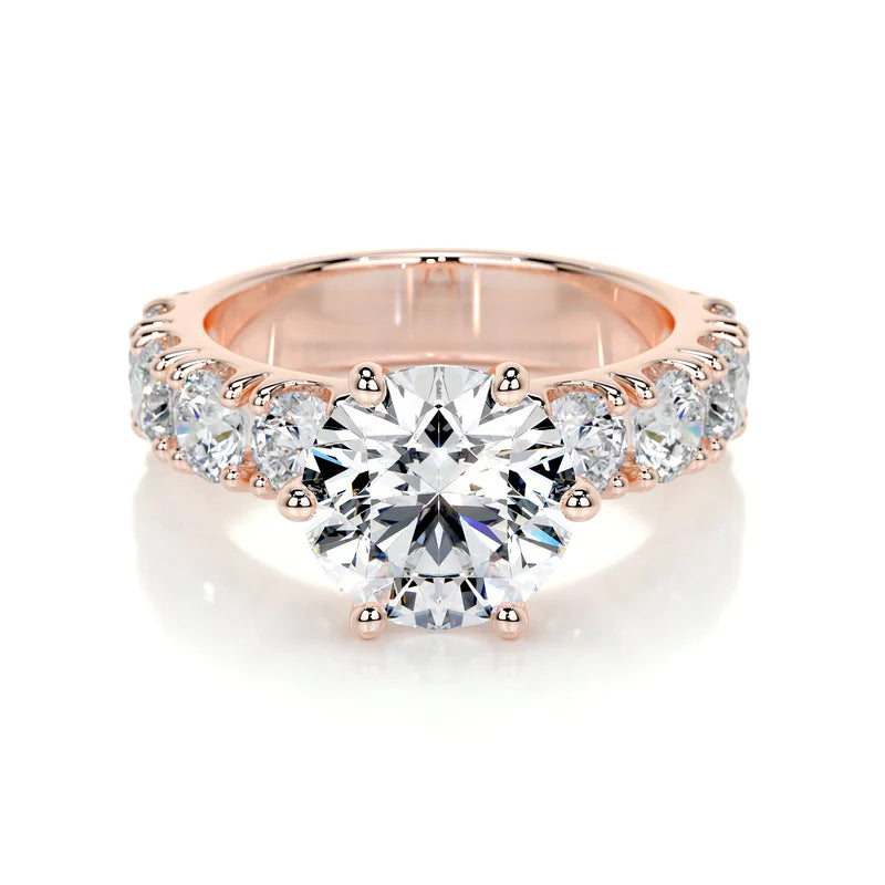 Rose :: round pavé lab grown diamond engagement ring sparkle white gold band