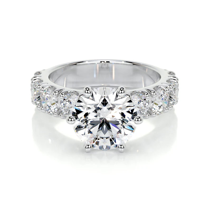 White :: Lunavique round pavé lab grown diamond engagement ring IGI certified