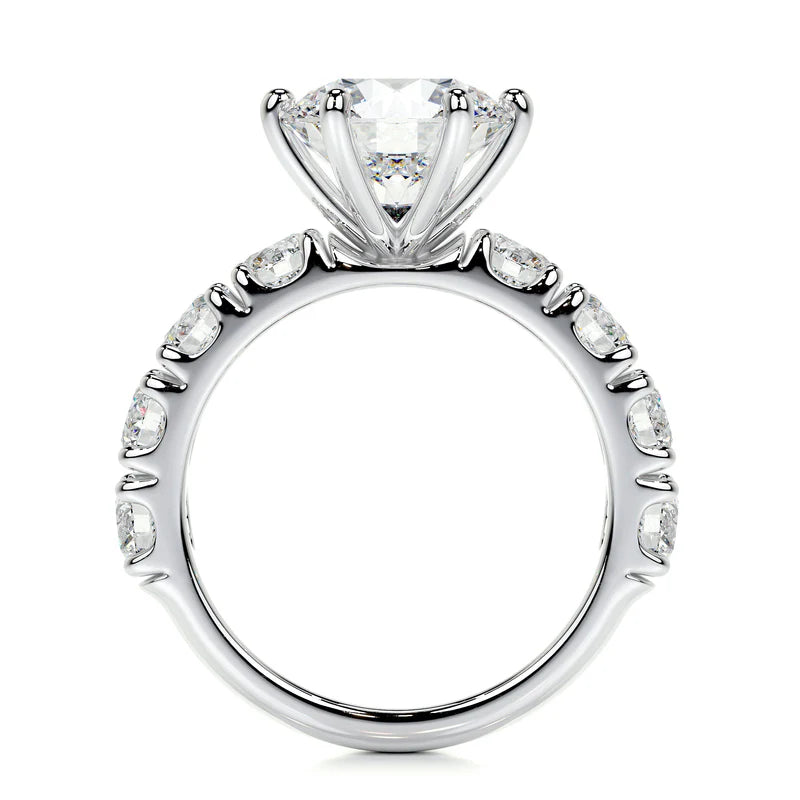 White :: IGI certified round lab diamond pavé engagement ring elegant bridal jewelry